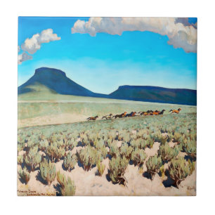 Azulejo De Cerâmica “País do Cavalo Selvagem” por Maynard Dixon
