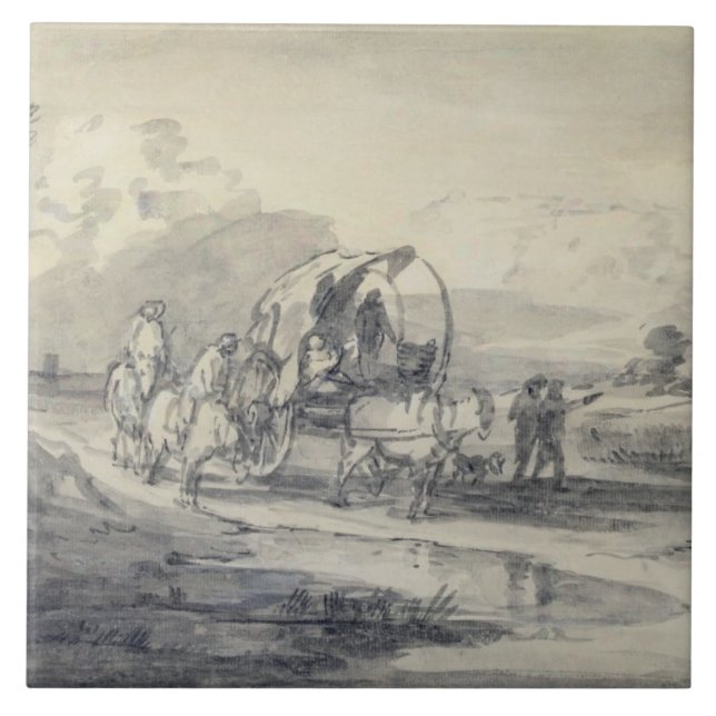 Azulejo De Cerâmica Paisagem aberta de Thomas Gainsborough | com (Frente)