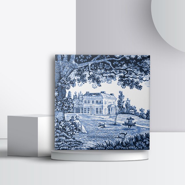 Azulejo De Cerâmica Paisagem Azul Residência Vitoriana (Criador carregado)