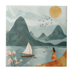 Azulejo De Cerâmica Paisagem Boho Abstrato (11)