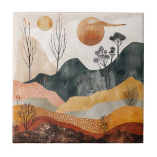 Azulejo De Cerâmica Paisagem Boho Abstrato (15)