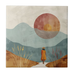 Azulejo De Cerâmica Paisagem Boho Abstrato (23)