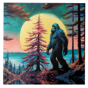 Azulejo De Cerâmica Paisagem Colorida do Sasquatch ao Esmagar-se