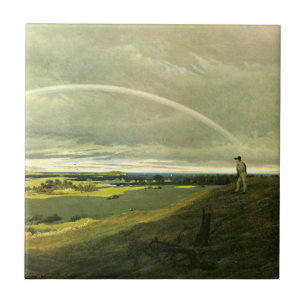 Azulejo De Cerâmica Paisagem com arco-íris (por Caspar David Friedrich