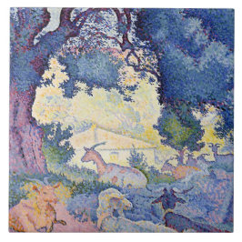 Azulejo De Cerâmica Paisagem com Caprinos (por Henri-Edmond Cross)