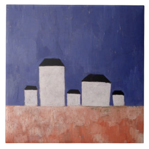 Azulejo De Cerâmica Paisagem com cinco casas, c.1932