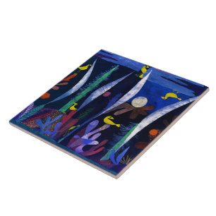 Azulejo De Cerâmica Paisagem com Pássaros Amarelos, Paul Klee