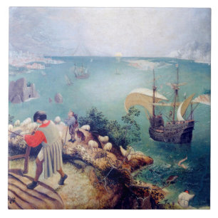 Azulejo De Cerâmica Paisagem com queda de Ícaro, Pieter Bruegel