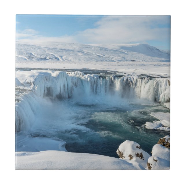 Azulejo De Cerâmica Paisagem da Cascata de Godafoss (Frente)