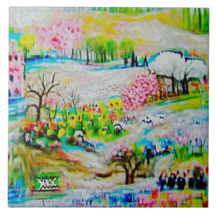 Azulejo De Cerâmica Paisagem de Aquarela 2