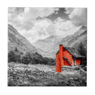 Azulejo De Cerâmica Paisagem de campo - Fotografia branca e negra