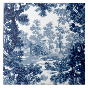 Azulejo De Cerâmica Paisagem de Cottage Vintage Paisagem Toile - Azul 