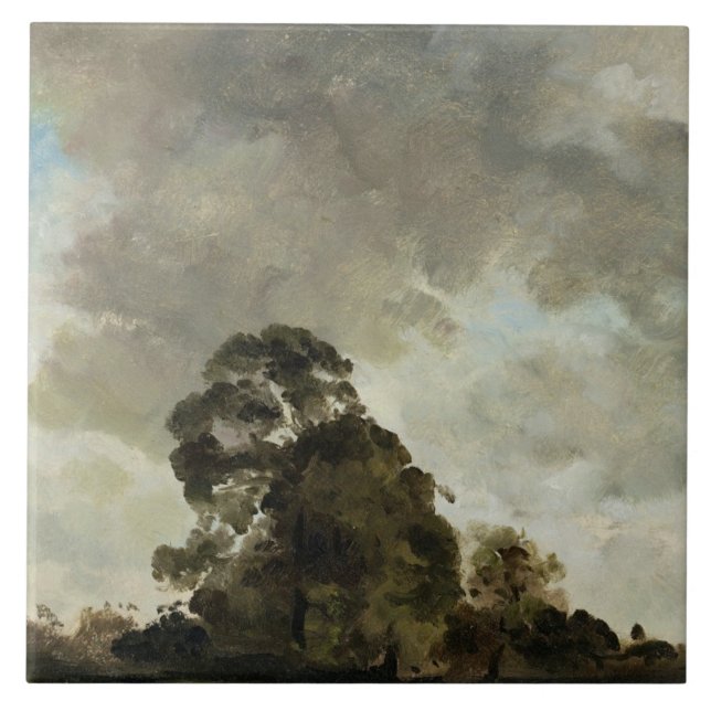 Azulejo De Cerâmica Paisagem de John Constable | em Hampstead, árvore (Frente)