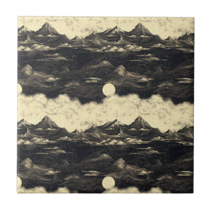 Azulejo De Cerâmica Paisagem de Nuvens de Montanha Vintage (5)