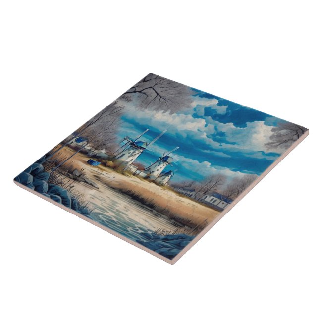 Azulejo De Cerâmica Paisagem de óleo das paisagens marítimas n.o 2 (Lateral)