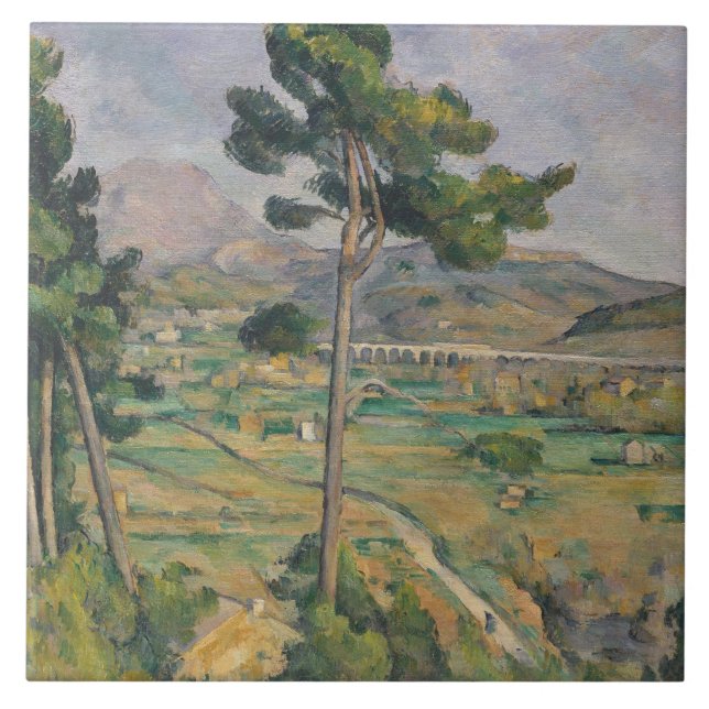 Azulejo De Cerâmica Paisagem de Paul Cezanne | com viaduto (Frente)