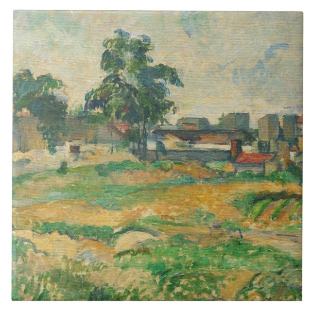 Azulejo De Cerâmica Paisagem de Paul Cezanne | perto de Paris, C. 1876 (Frente)