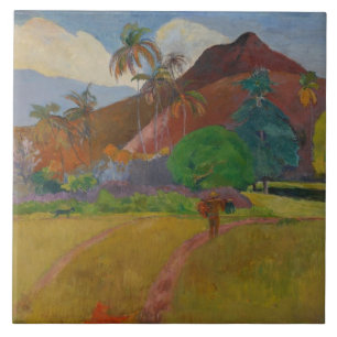 Azulejo De Cerâmica Paisagem de Tahitian, 1891 (óleo em canvas)