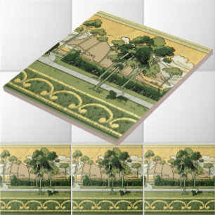 Azulejo De Cerâmica Paisagem do estilo das artes e dos artesanatos do