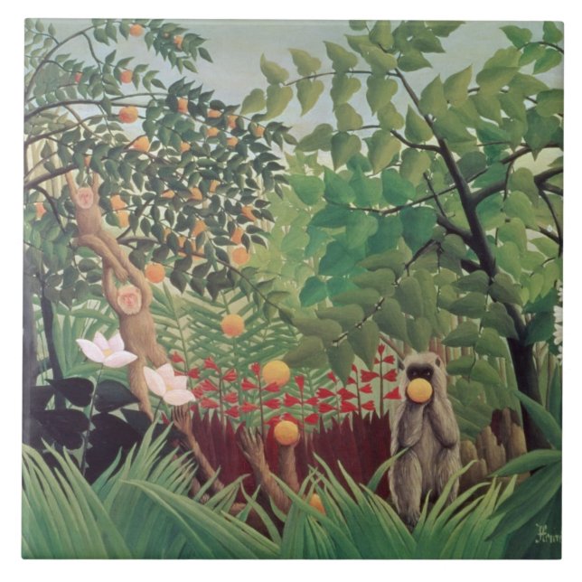 Azulejo De Cerâmica Paisagem exótica, 1910 (Frente)