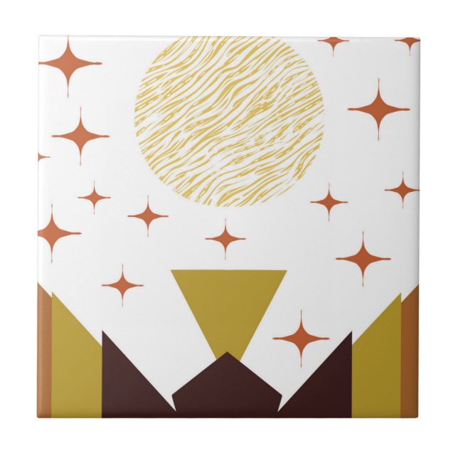 Azulejo De Cerâmica Paisagem Geométrica do meio século (Frente)