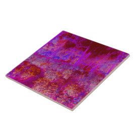 Azulejo De Cerâmica Paisagem Impressionista Vermelha e Magenta Trippy