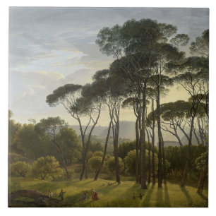 Azulejo De Cerâmica Paisagem Italiana com Pinheiros Guarda-chuvas (Voo