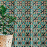 Azulejo De Cerâmica Paisagem Mágica Geométrica Negra Negra bege<br><div class="desc">Design decorativo único com um padrão sem soldadura feito de formas geométricas em preto e branco sobre um fundo texturizado de aspecto bege.</div>