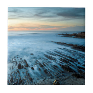Azulejo De Cerâmica Paisagem marinha azul ao pôr do sol, Califórnia