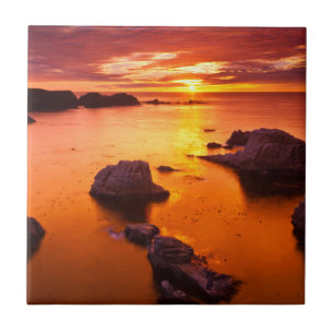 Azulejo De Cerâmica Paisagem marítima laranja, pôr do sol, Califórnia