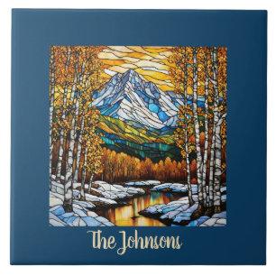 Azulejo De Cerâmica Paisagem Montanhosa Personalizada em Vidro Falso P