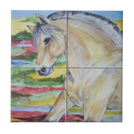Azulejo De Cerâmica Paisagem Mural Design do Cavalo de Fjord Pony Esti