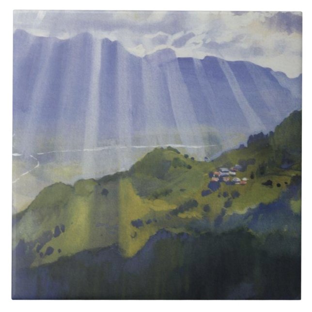 Azulejo De Cerâmica Paisagem nas Suiças (Serebriakova) (Frente)