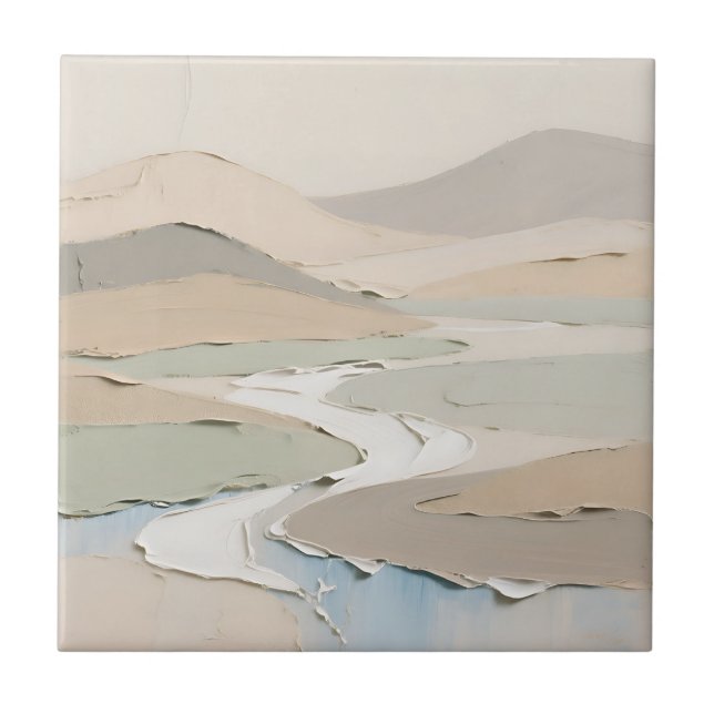 Azulejo De Cerâmica Paisagem Neutra Abstrata (Frente)
