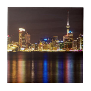 Azulejo De Cerâmica Paisagem Noturna da Cidade de Auckland