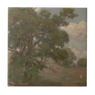 Azulejo De Cerâmica Paisagem Pastoral Louis Loeb(Americano, 1866-1909)