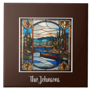 Azulejo De Cerâmica Paisagem Personalizada da Canoa de Vidro Estendida