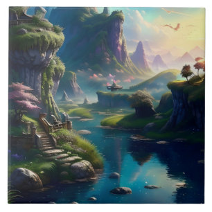 Azulejo De Cerâmica Paisagem Picturesca Três