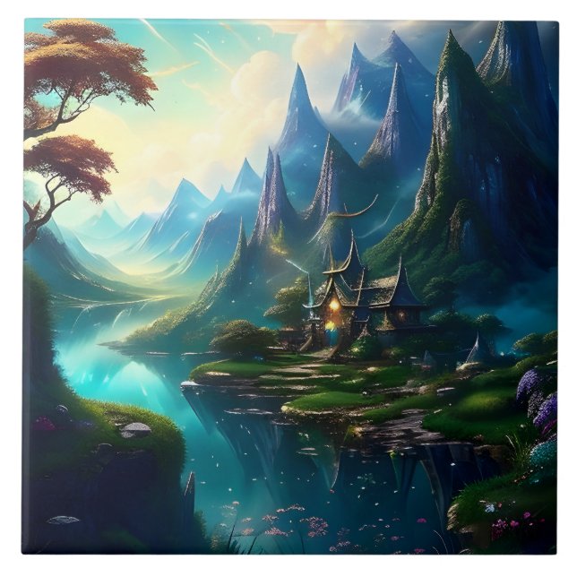 Azulejo De Cerâmica Paisagem Picturesca Um (Frente)