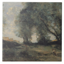 Azulejo De Cerâmica Paisagem (por Camille Corot)
