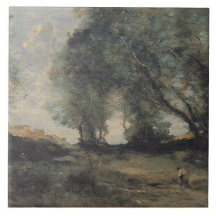 Azulejo De Cerâmica Paisagem (por Camille Corot)