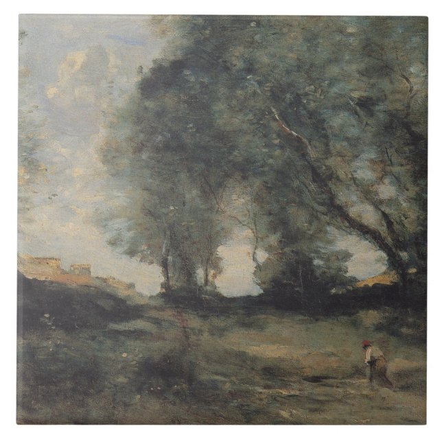 Azulejo De Cerâmica Paisagem (por Camille Corot) (Frente)