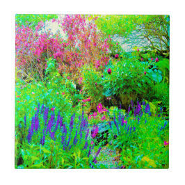 Azulejo De Cerâmica Paisagem Primavera verde do jardim com peônias