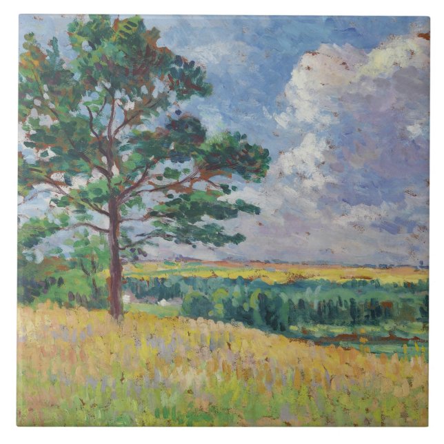 Azulejo De Cerâmica Paisagem rural em Méréville, França (Arte) (Frente)