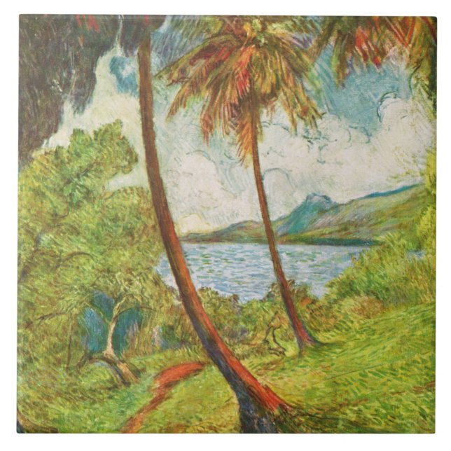 Azulejo De Cerâmica Paisagem tropical em Martinica (Charles Laval) (Frente)