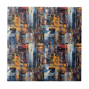 Azulejo De Cerâmica Paisagem Urbana Abstrata de Cyberpunk (1)
