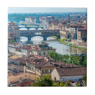 Azulejo De Cerâmica Paisagem urbana de Florença - Ponte Vecchio sobre