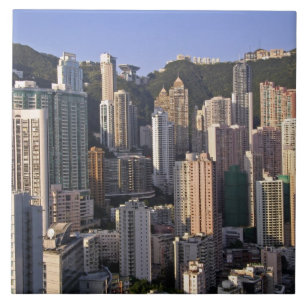 Azulejo De Cerâmica paisagem urbana de Hong Kong, China