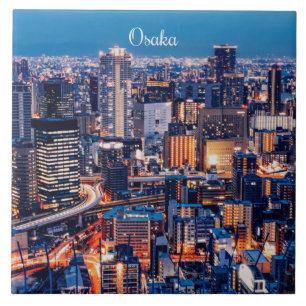 Azulejo De Cerâmica Paisagem urbana de Osaka Japão