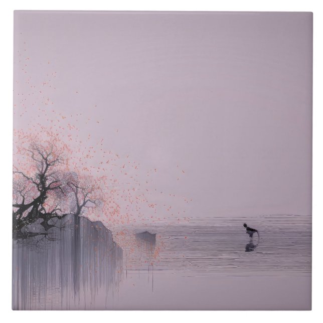 Azulejo De Cerâmica Paisagem Zen Minimalista (Frente)